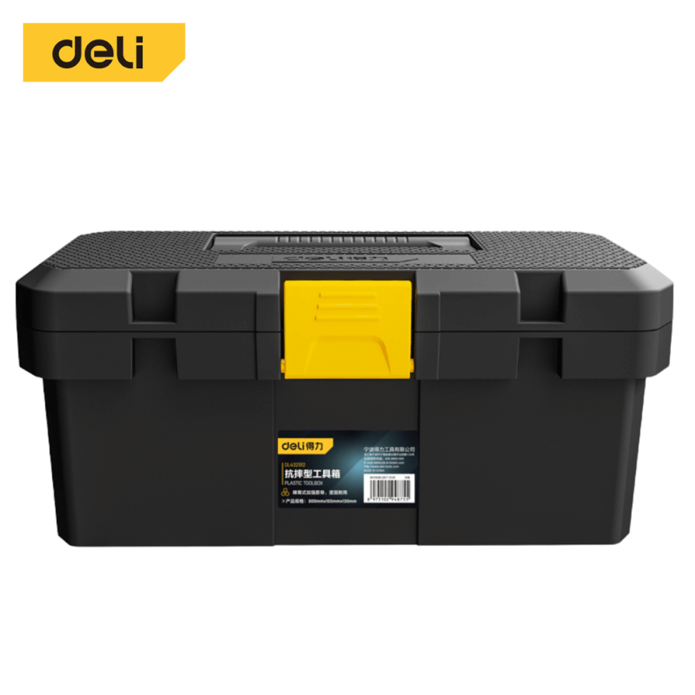 กล่องเครื่องมือช่าง DELI DL432912-YL-01 ขนาด 15.5X30X13ซม สีดำ_0